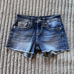 VIGOSS Heritage Fit Sz 0 x 3.5 Womens Blue Denim Jeans Shorts FLAP POCKET